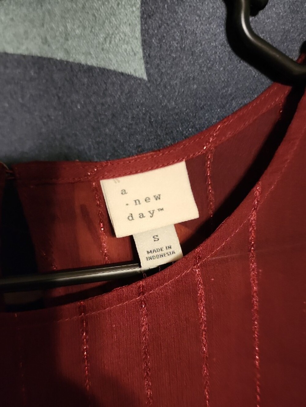 a new day Burgundy Long-Sleeve Metallic Stripe Top - Picture 2 of 6